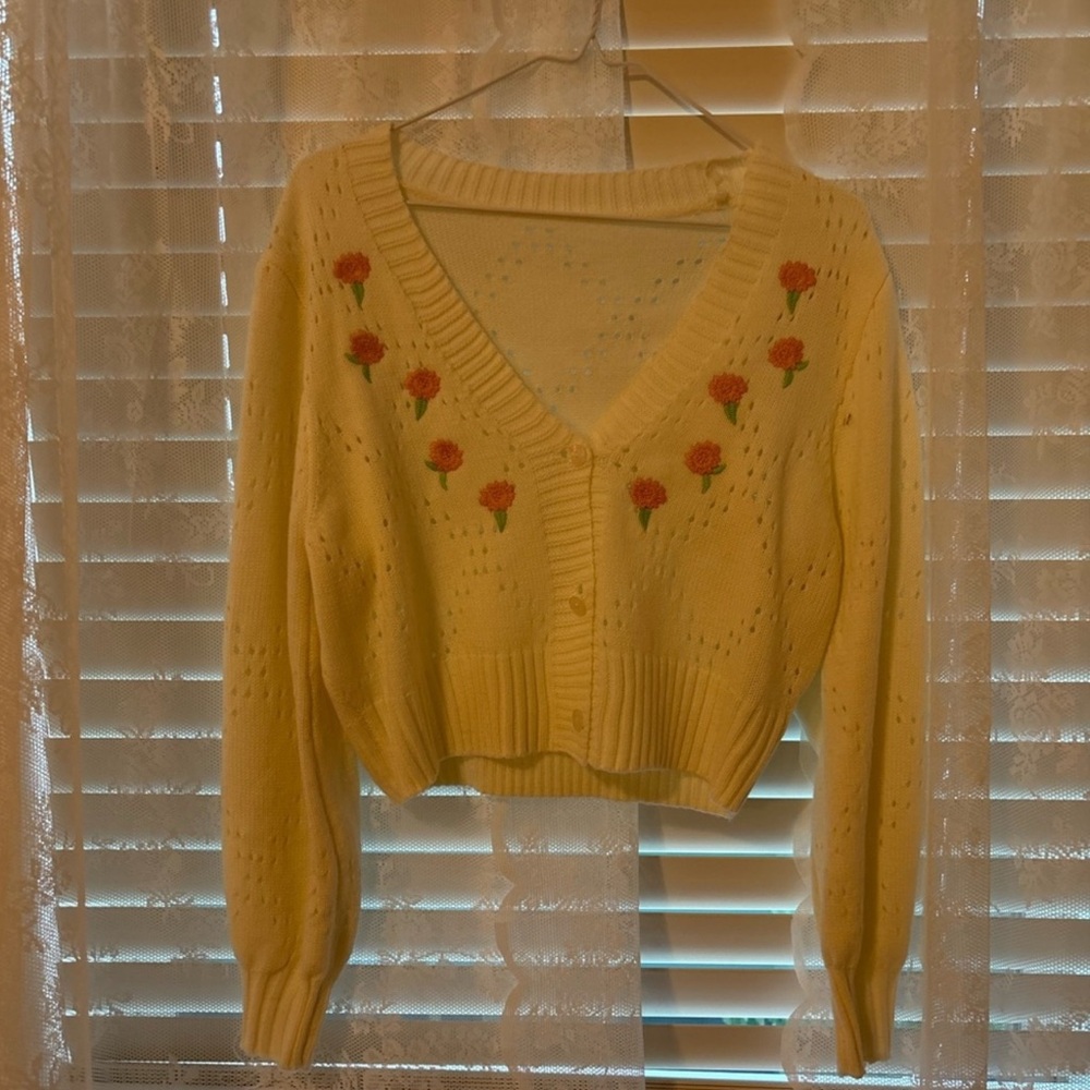 SHEIN floral cream cardigan